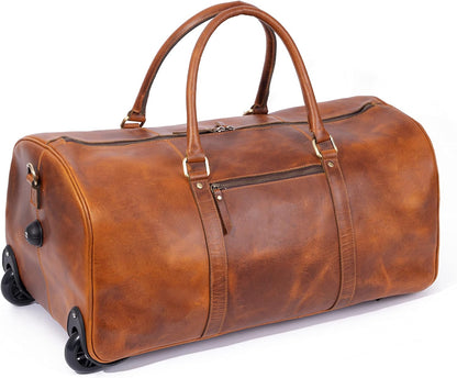 Classy Leather Bags Tan Leather Trolley Bag 44L - AVBL MRKT (5)