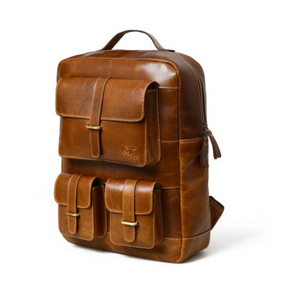 Classy Leather Bags Tan Portland Laptop Backpack - AVBL MRKT (1)