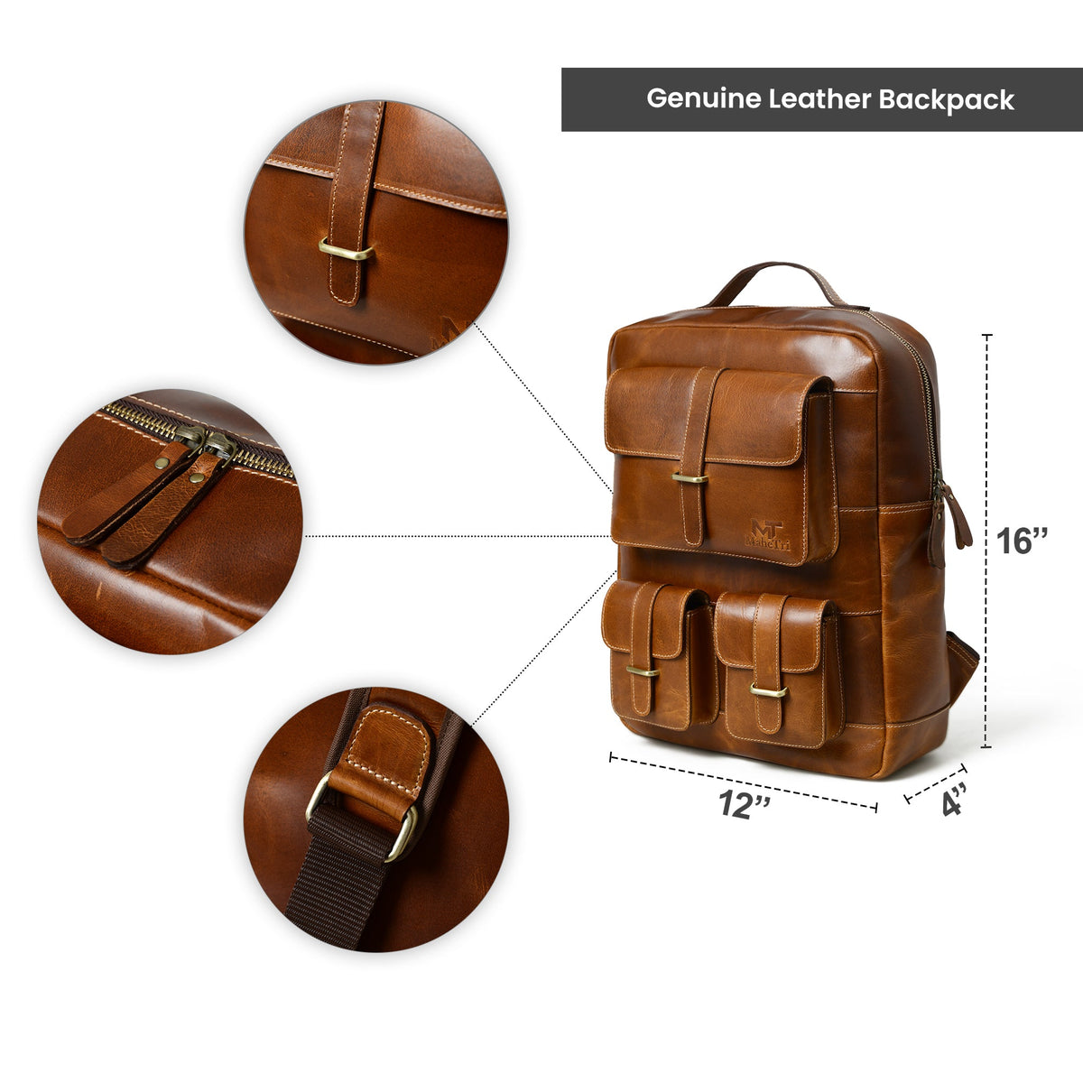 Classy Leather Bags Tan Portland Laptop Backpack - AVBL MRKT (11)