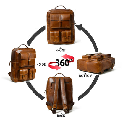 Classy Leather Bags Tan Portland Laptop Backpack - AVBL MRKT (12)