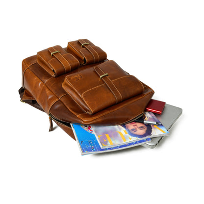 Classy Leather Bags Tan Portland Laptop Backpack - AVBL MRKT (7)