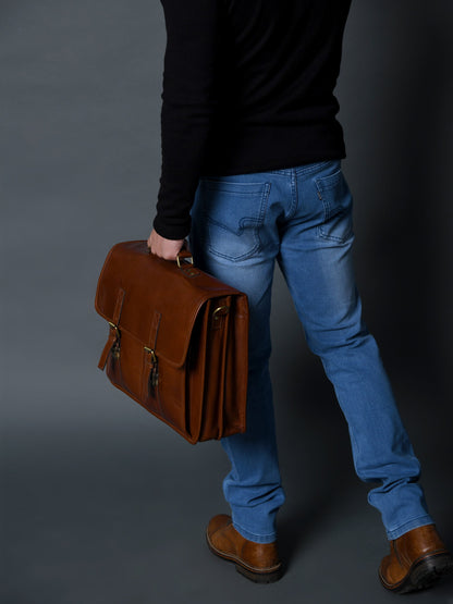 Classy Leather Bags The Architect Brown Executive - AVBL MRKT (7)
