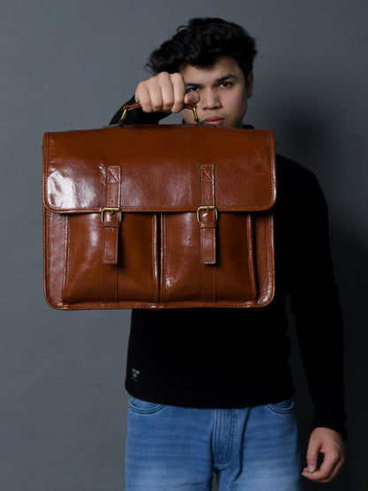Classy Leather Bags The Architect Brown Executive - AVBL MRKT (9)