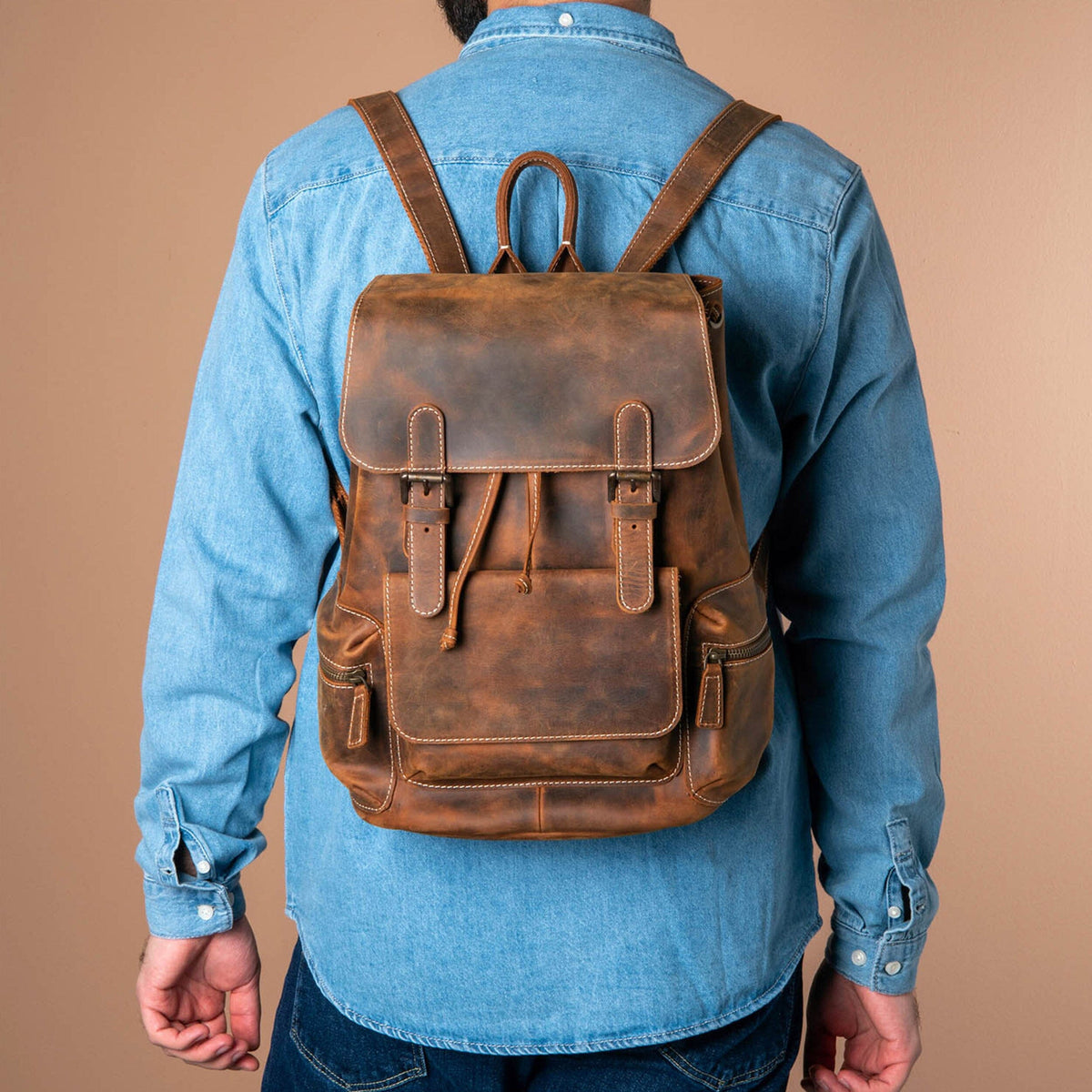 Classy Leather Bags The Armstrong Buffalo Backpack - AVBL MRKT (8)