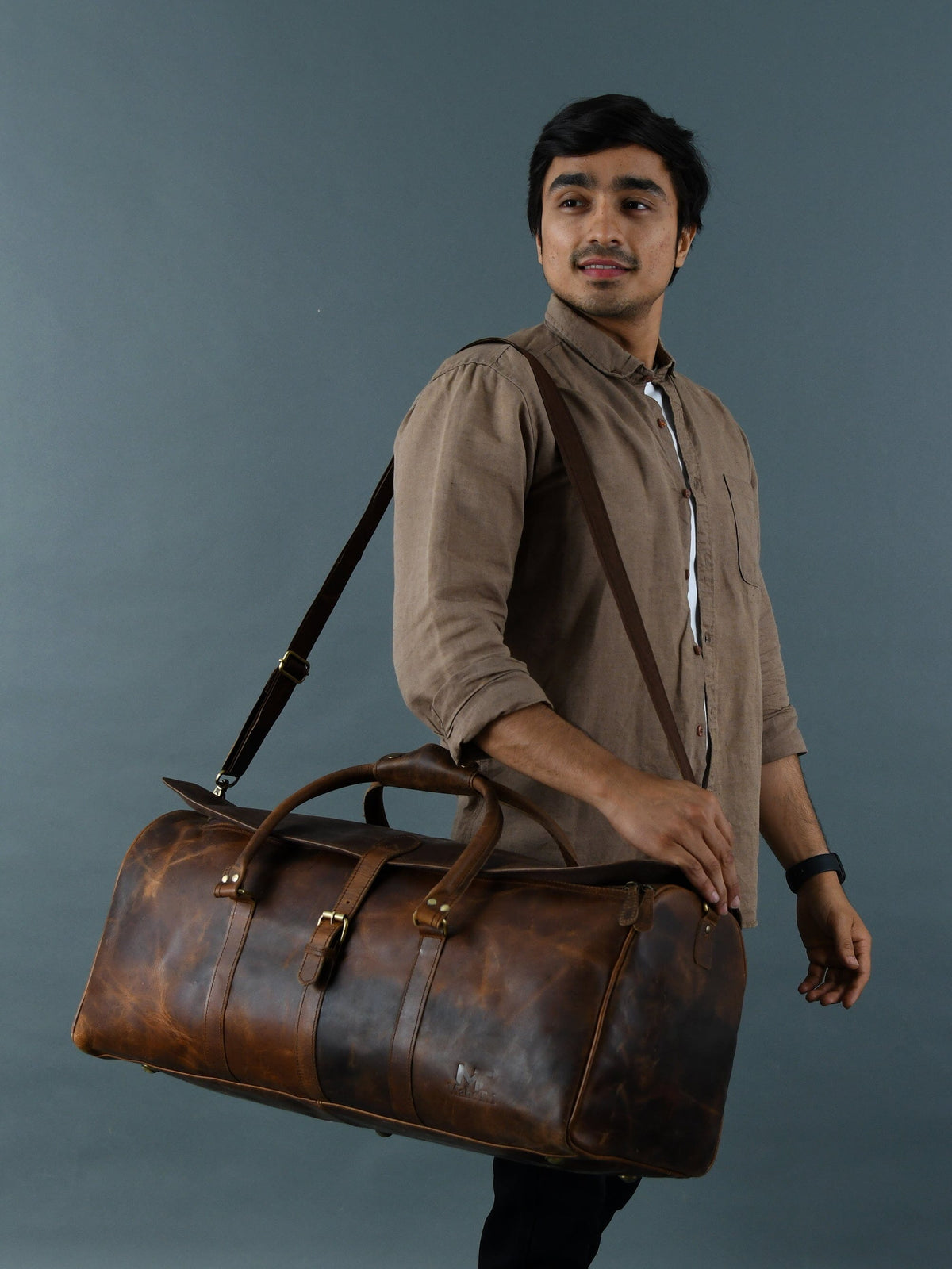 Classy Leather Bags The Bolton Flap Duffel- Brown - AVBL MRKT (2)