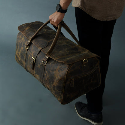 Classy Leather Bags The Bolton Flap Duffel- Dark Brown - AVBL MRKT (2)