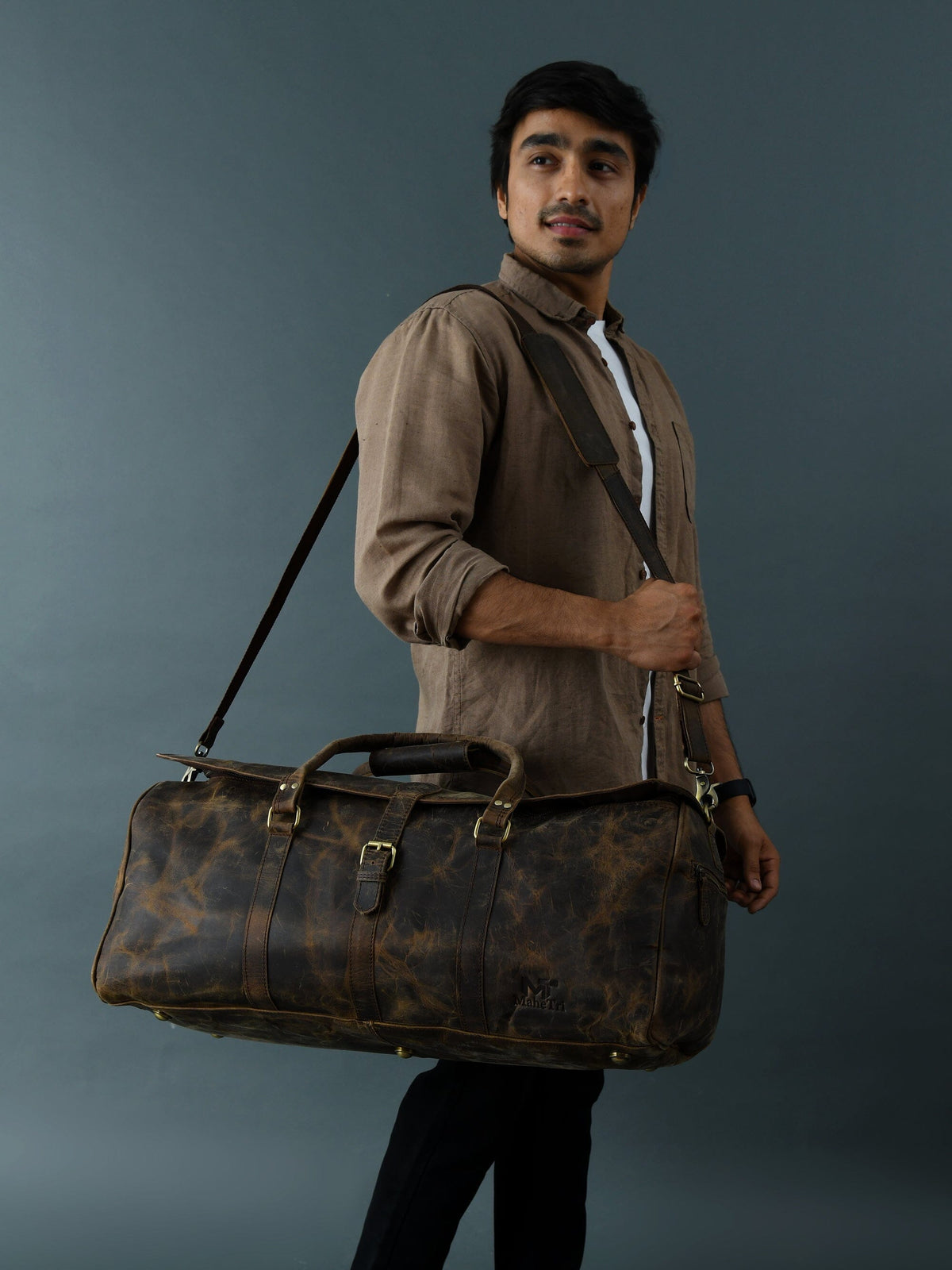 Classy Leather Bags The Bolton Flap Duffel- Dark Brown - AVBL MRKT (4)