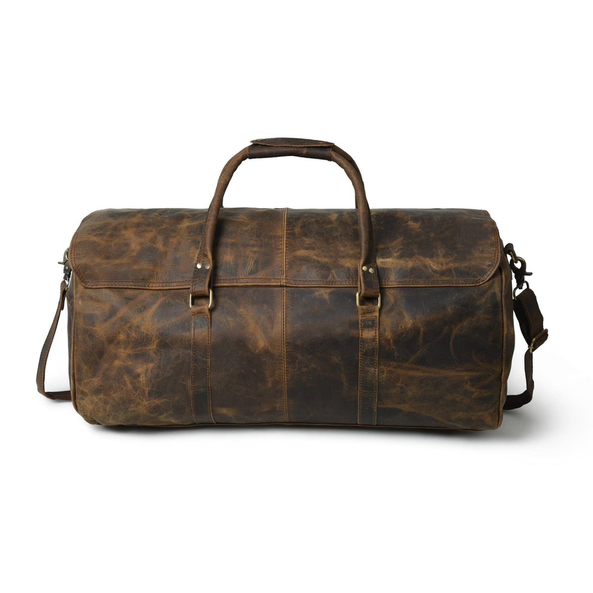 Classy Leather Bags The Bolton Flap Duffel- Dark Brown - AVBL MRKT (5)