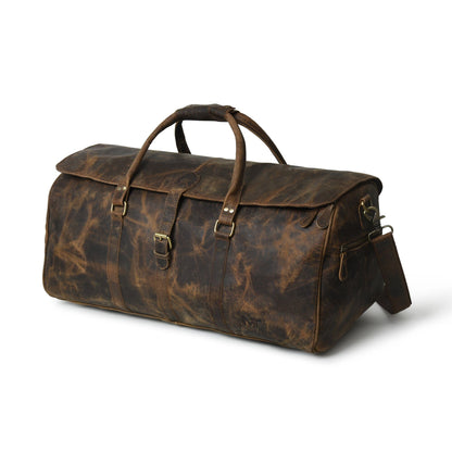 Classy Leather Bags The Bolton Flap Duffel- Dark Brown - AVBL MRKT (9)