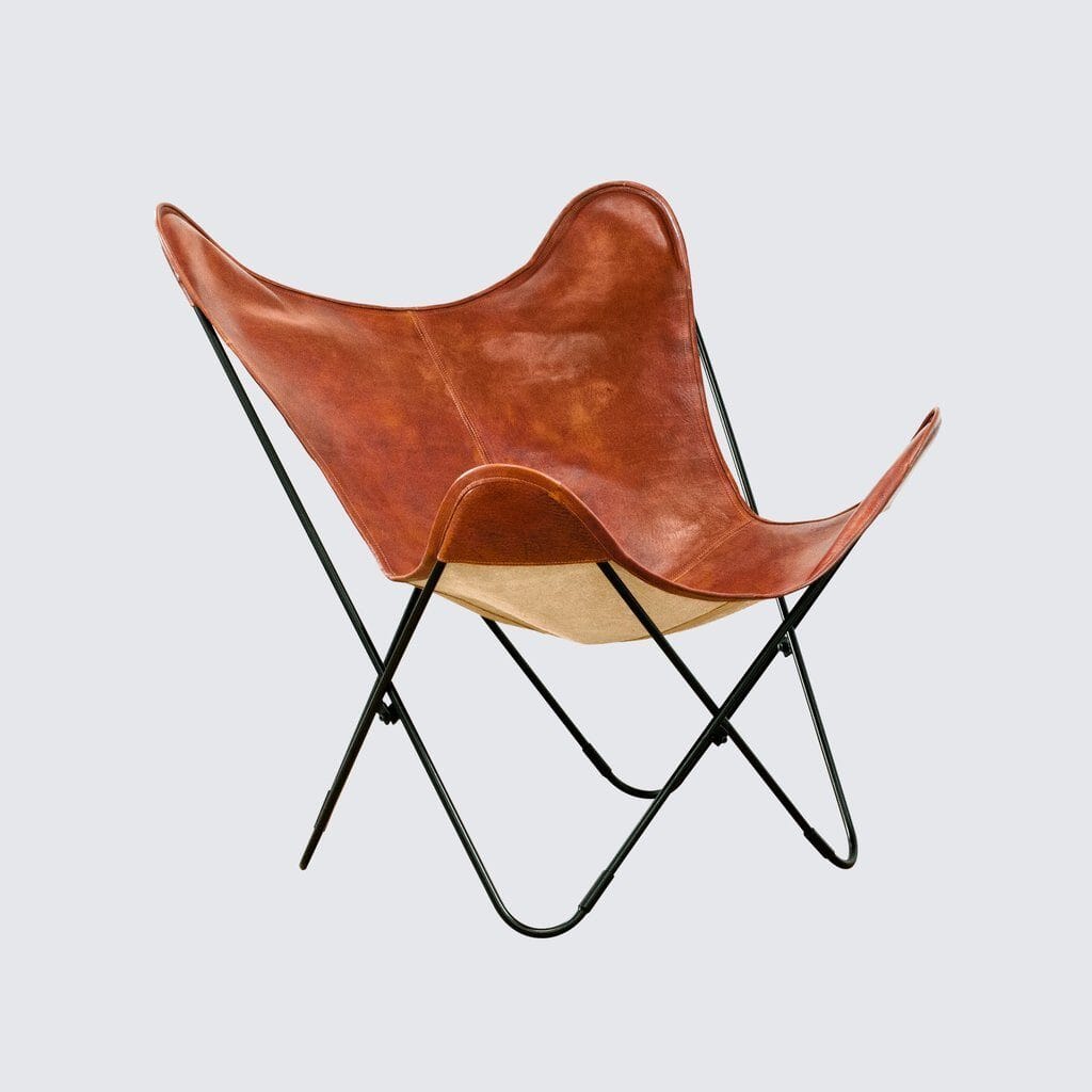 Classy Leather Bags The Cognac Vintage Butterfly Chair - AVBL MRKT (4)