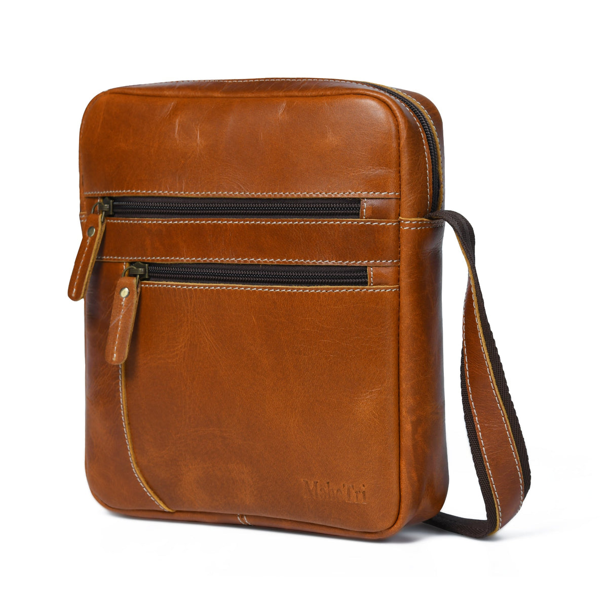 Classy Leather Bags The Compact Messenger- Tan - AVBL MRKT (1)