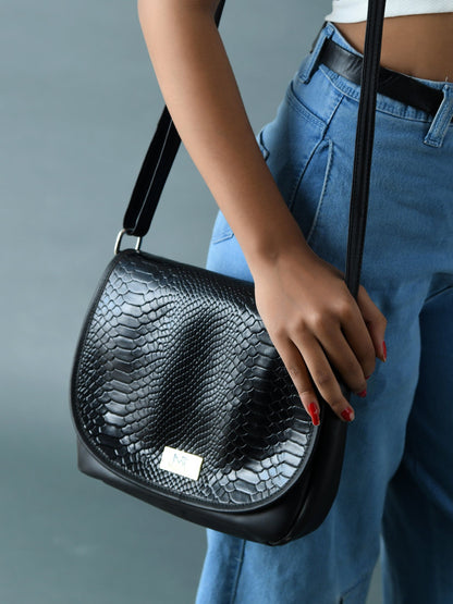 Classy Leather Bags The Croco Satchel- Black - AVBL MRKT (2)