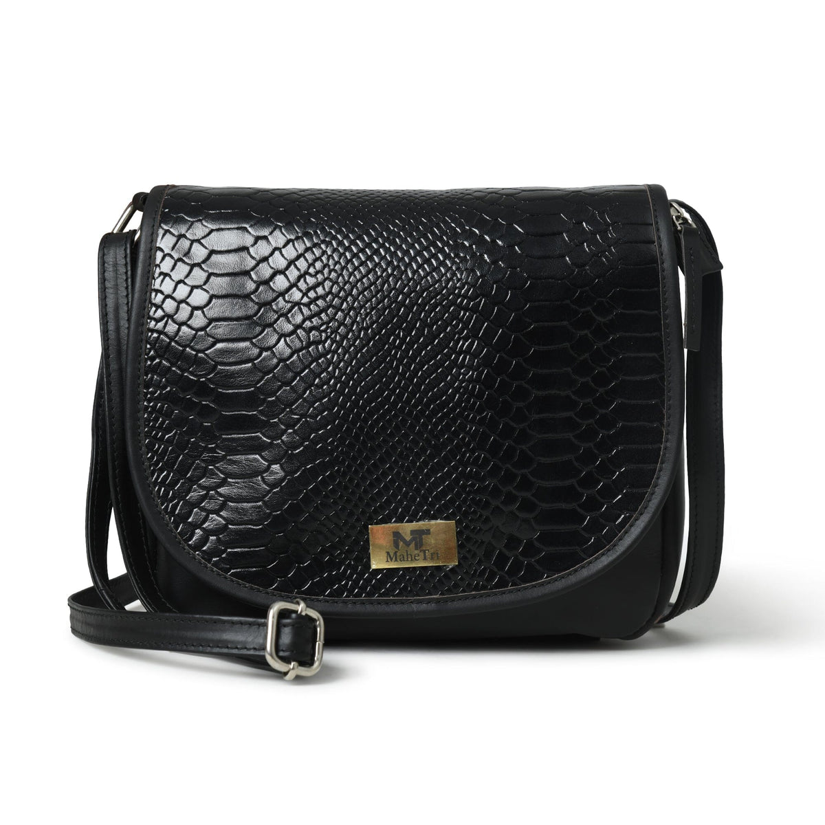 Classy Leather Bags The Croco Satchel- Black - AVBL MRKT (3)