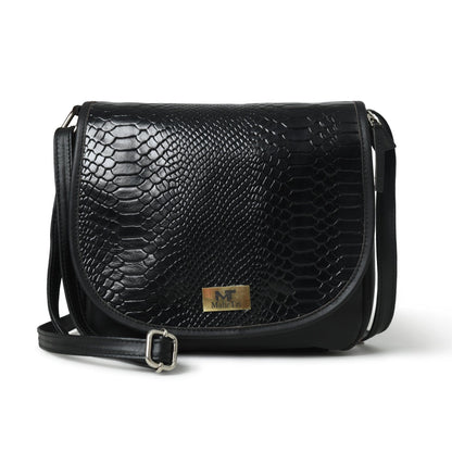 Classy Leather Bags The Croco Satchel- Black - AVBL MRKT (3)