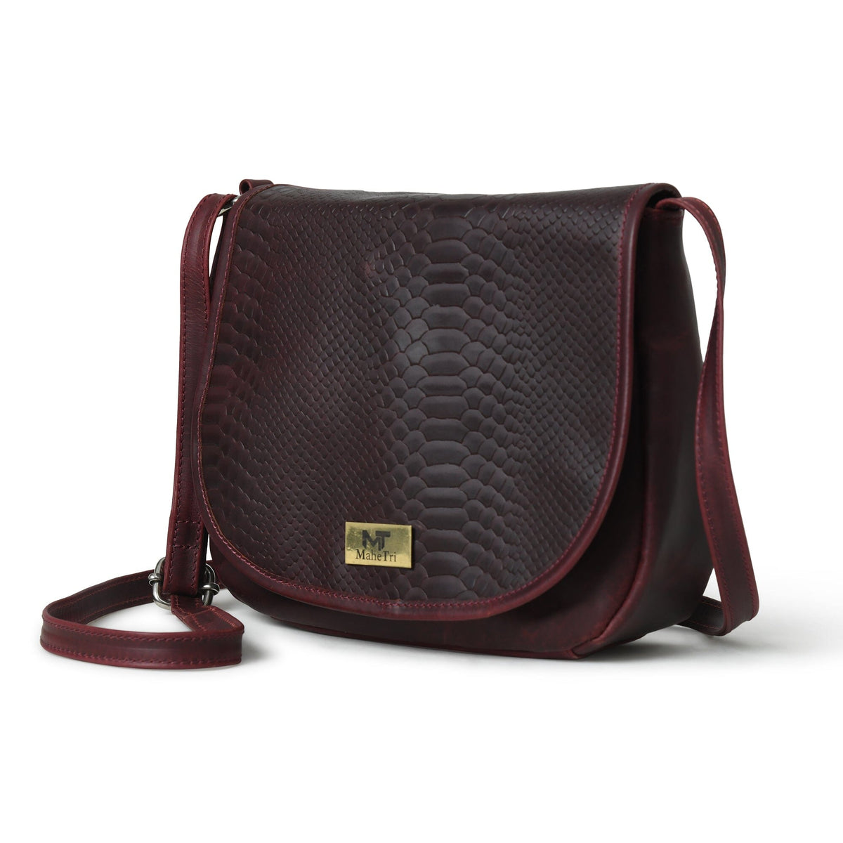 Classy Leather Bags The Croco Satchel- Cherry Red - AVBL MRKT (1)