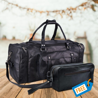 Classy Leather Bags The Dark Knight Traveler + FREE Toiletry Bag - AVBL MRKT (1)
