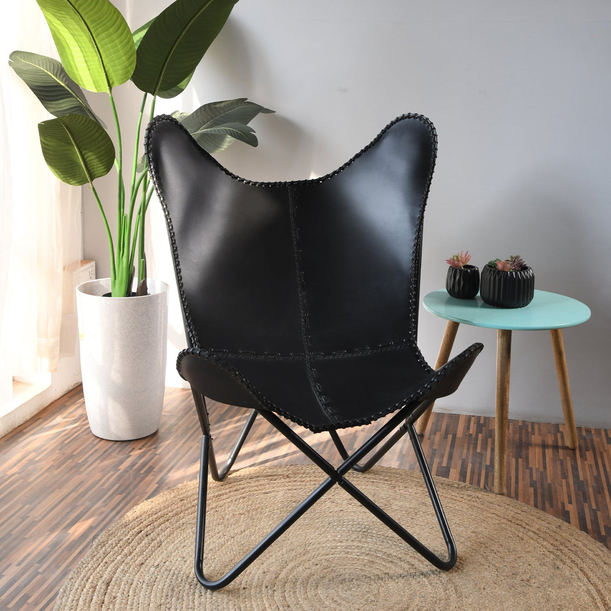 Classy Leather Bags The Jet Black Butterfly Chair - AVBL MRKT (1)
