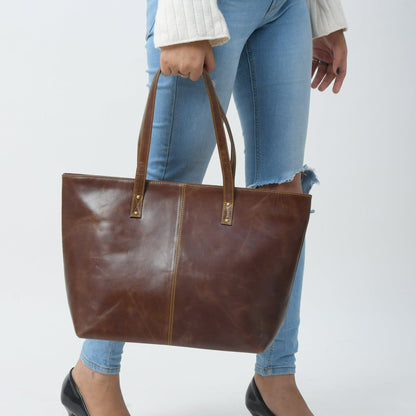 Classy Leather Bags The Kim Tote Bag- Dark Brown - AVBL MRKT (2)