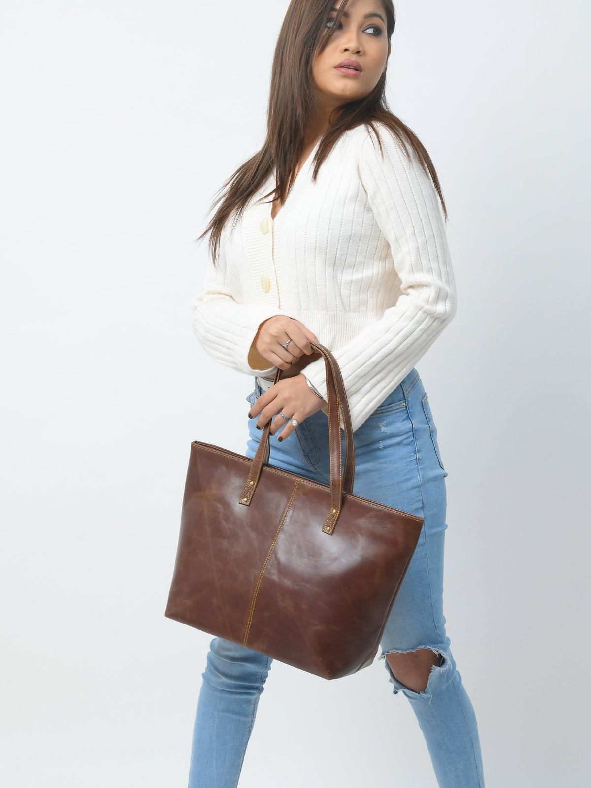 Classy Leather Bags The Kim Tote Bag- Dark Brown - AVBL MRKT (6)