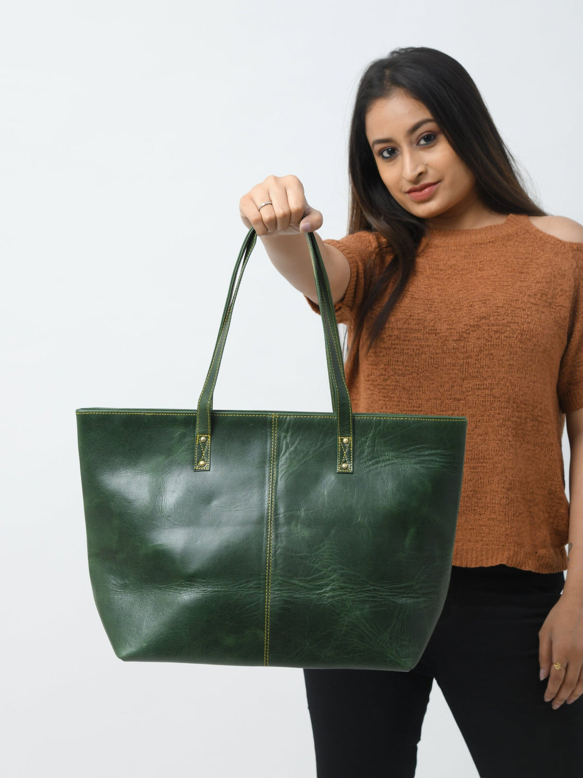 Classy Leather Bags The Kim Tote Bag - Green - AVBL MRKT (4)
