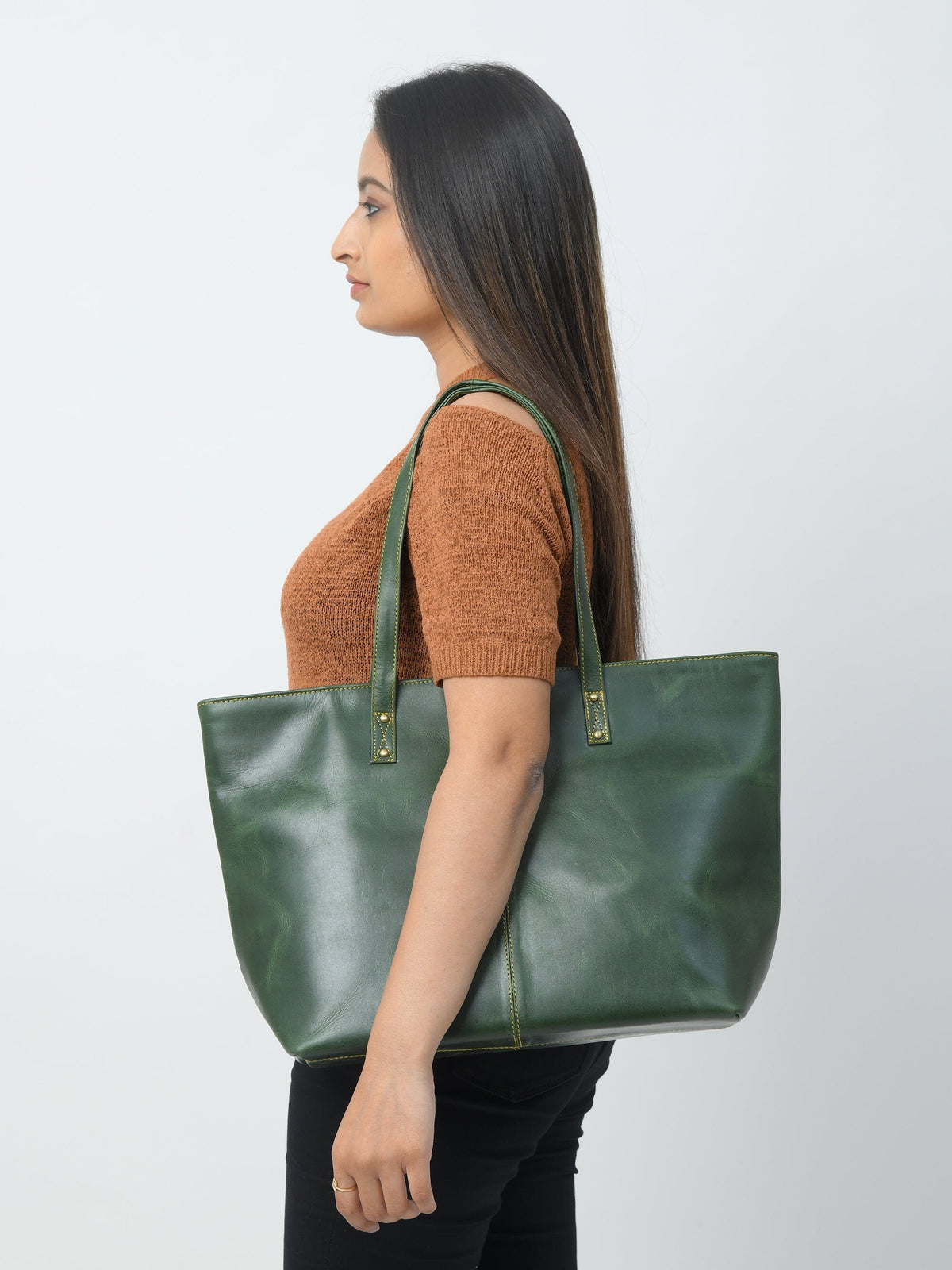 Classy Leather Bags The Kim Tote Bag - Green - AVBL MRKT (5)