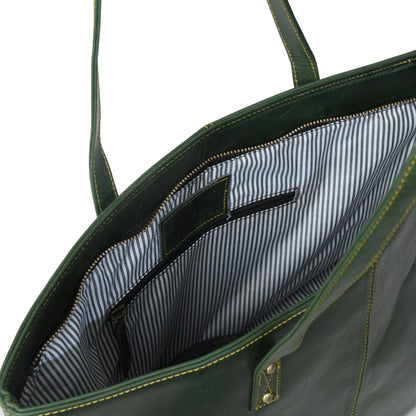 Classy Leather Bags The Kim Tote Bag - Green - AVBL MRKT (7)