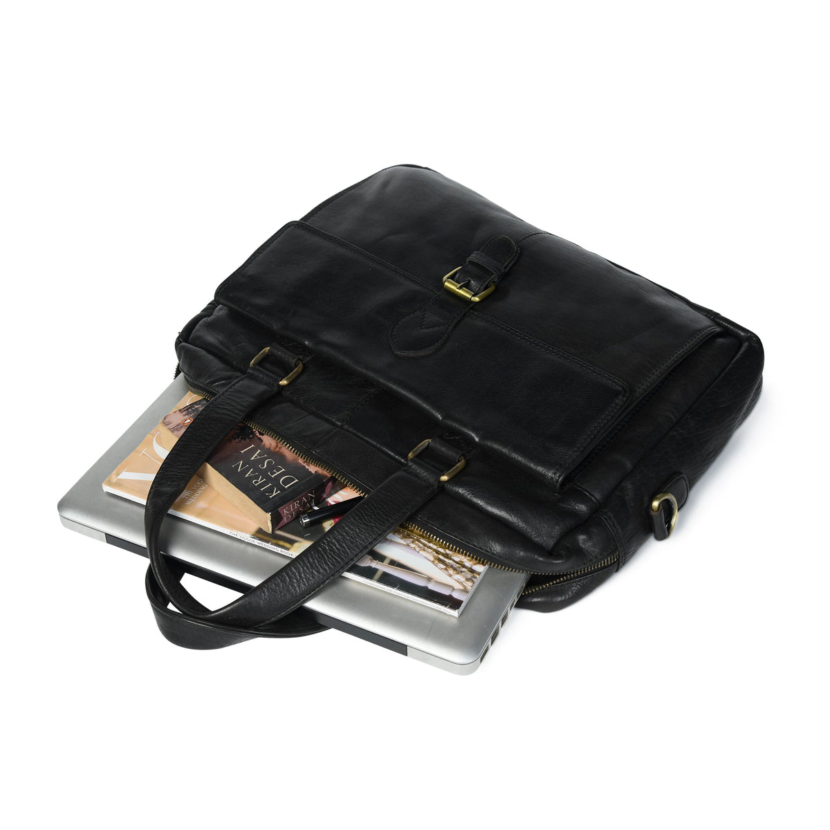 Classy Leather Bags The Modern Briefcase Black - AVBL MRKT (4)