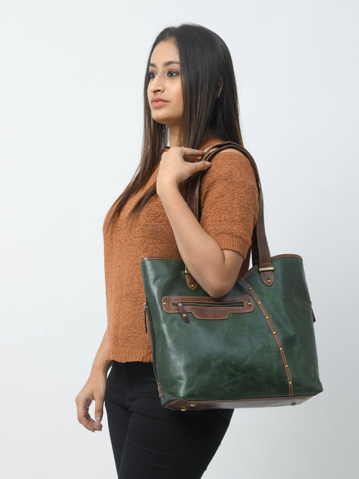 Classy Leather Bags The Riley Handbag- Green - AVBL MRKT (4)