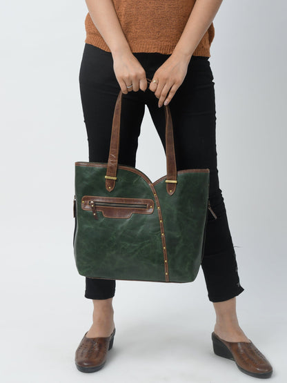 Classy Leather Bags The Riley Handbag- Green - AVBL MRKT (7)