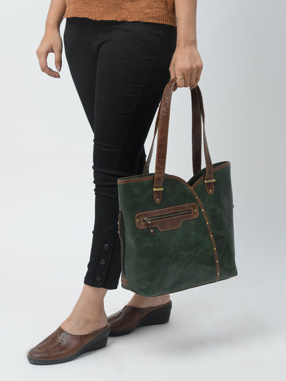 Classy Leather Bags The Riley Handbag- Green - AVBL MRKT (8)