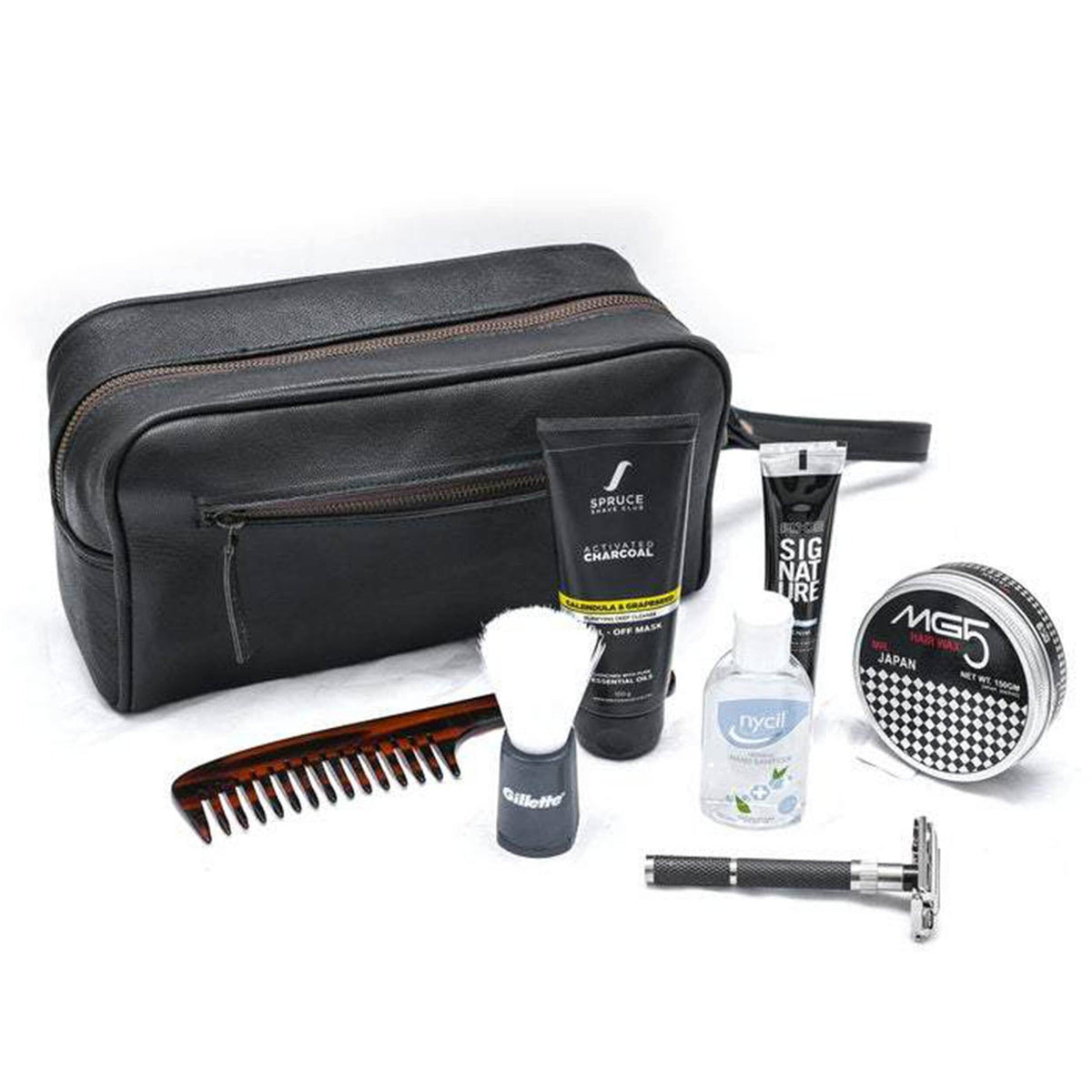 Classy Leather Bags The Single Section Toiletry- Black - AVBL MRKT (1)