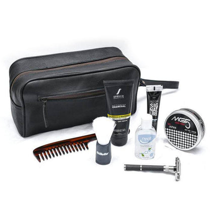 Classy Leather Bags The Single Section Toiletry- Black - AVBL MRKT (1)