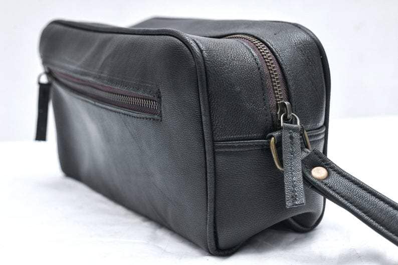 Classy Leather Bags The Single Section Toiletry- Black - AVBL MRKT (3)