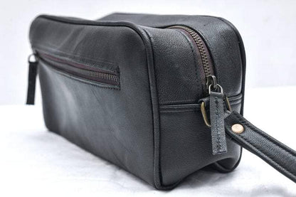 Classy Leather Bags The Single Section Toiletry- Black - AVBL MRKT (3)