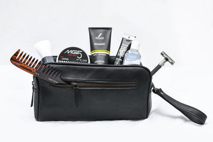 Classy Leather Bags The Single Section Toiletry- Black - AVBL MRKT (4)