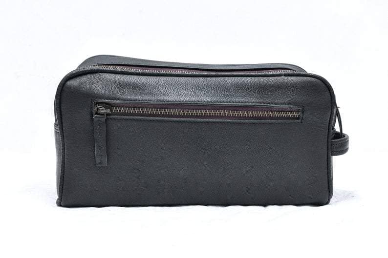 Classy Leather Bags The Single Section Toiletry- Black - AVBL MRKT (5)