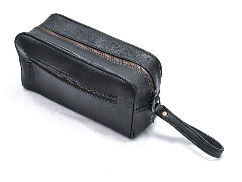 Classy Leather Bags The Single Section Toiletry- Black - AVBL MRKT (6)