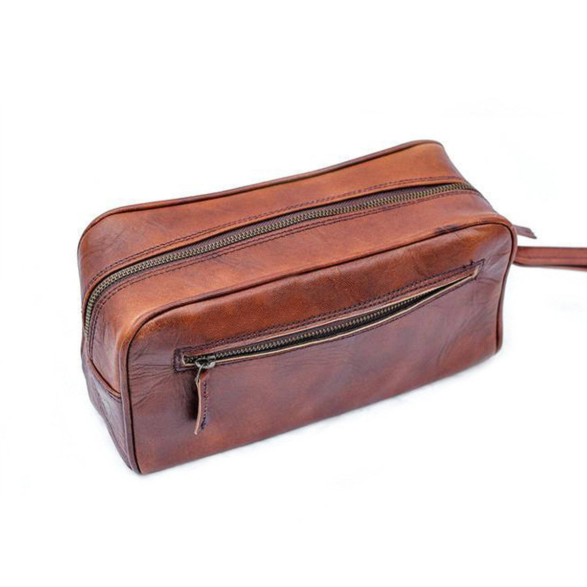 Classy Leather Bags The Single Section Toiletry- Brown - AVBL MRKT (2)