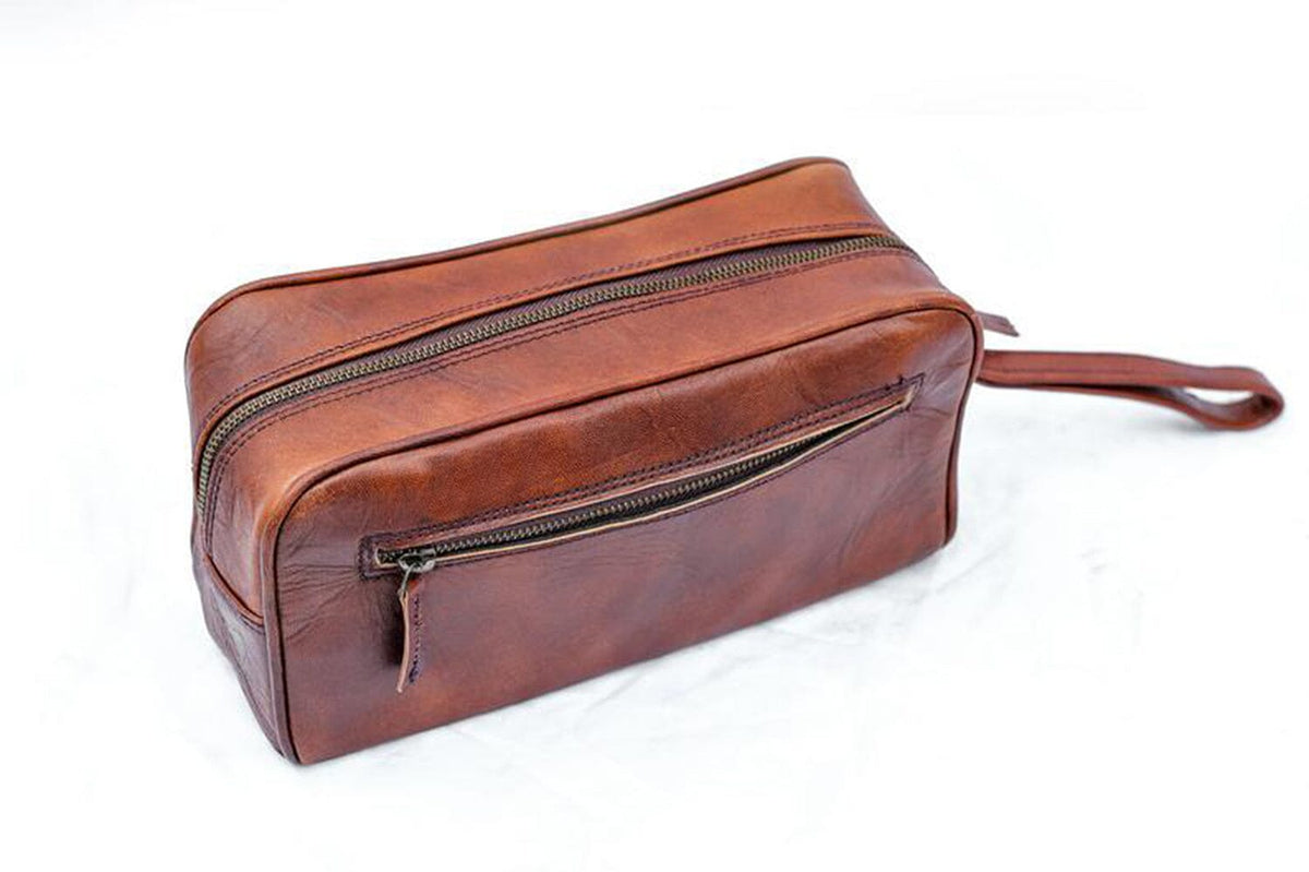 Classy Leather Bags The Single Section Toiletry- Brown - AVBL MRKT (3)