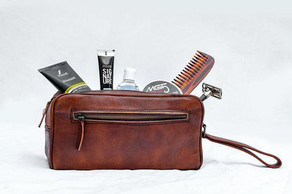 Classy Leather Bags The Single Section Toiletry- Brown - AVBL MRKT (4)