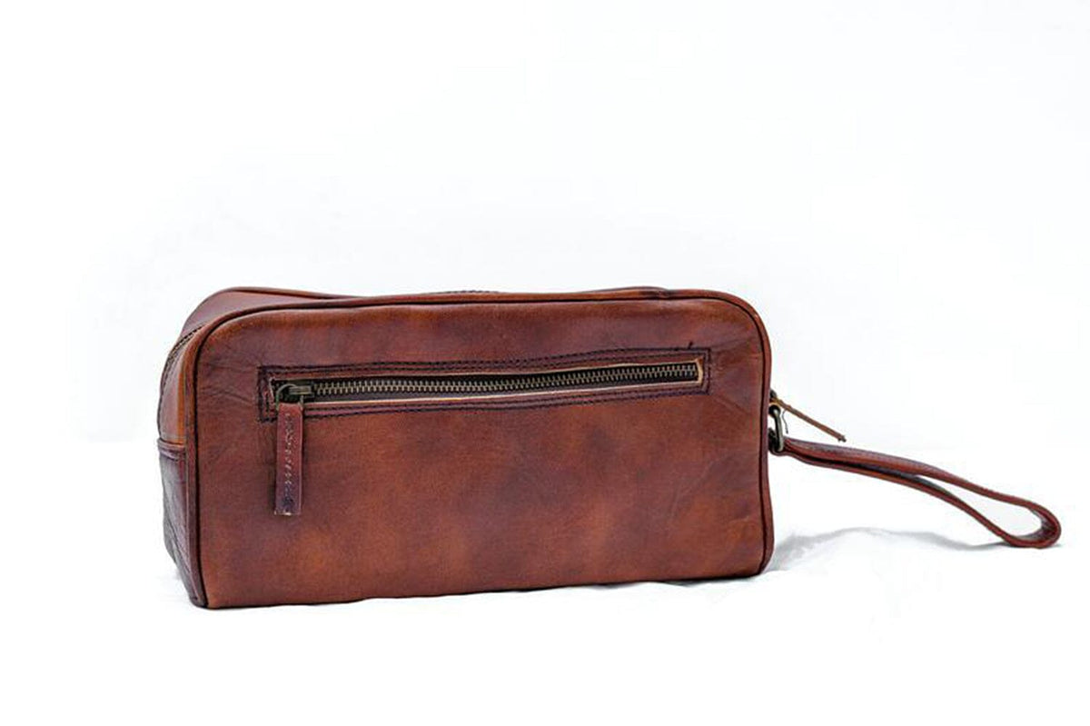 Classy Leather Bags The Single Section Toiletry- Brown - AVBL MRKT (5)