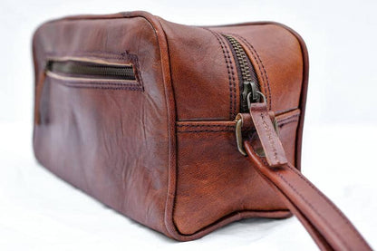 Classy Leather Bags The Single Section Toiletry- Brown - AVBL MRKT (7)