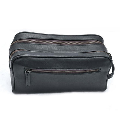 Classy Leather Bags The Twin Section Toiletry- Black - AVBL MRKT (2)
