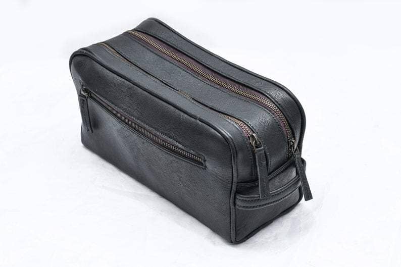 Classy Leather Bags The Twin Section Toiletry- Black - AVBL MRKT (3)