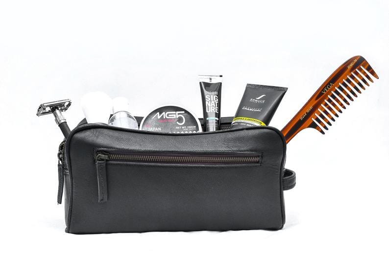Classy Leather Bags The Twin Section Toiletry- Black - AVBL MRKT (4)