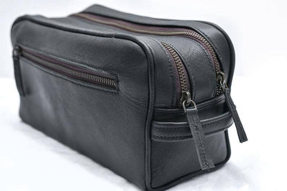 Classy Leather Bags The Twin Section Toiletry- Black - AVBL MRKT (6)