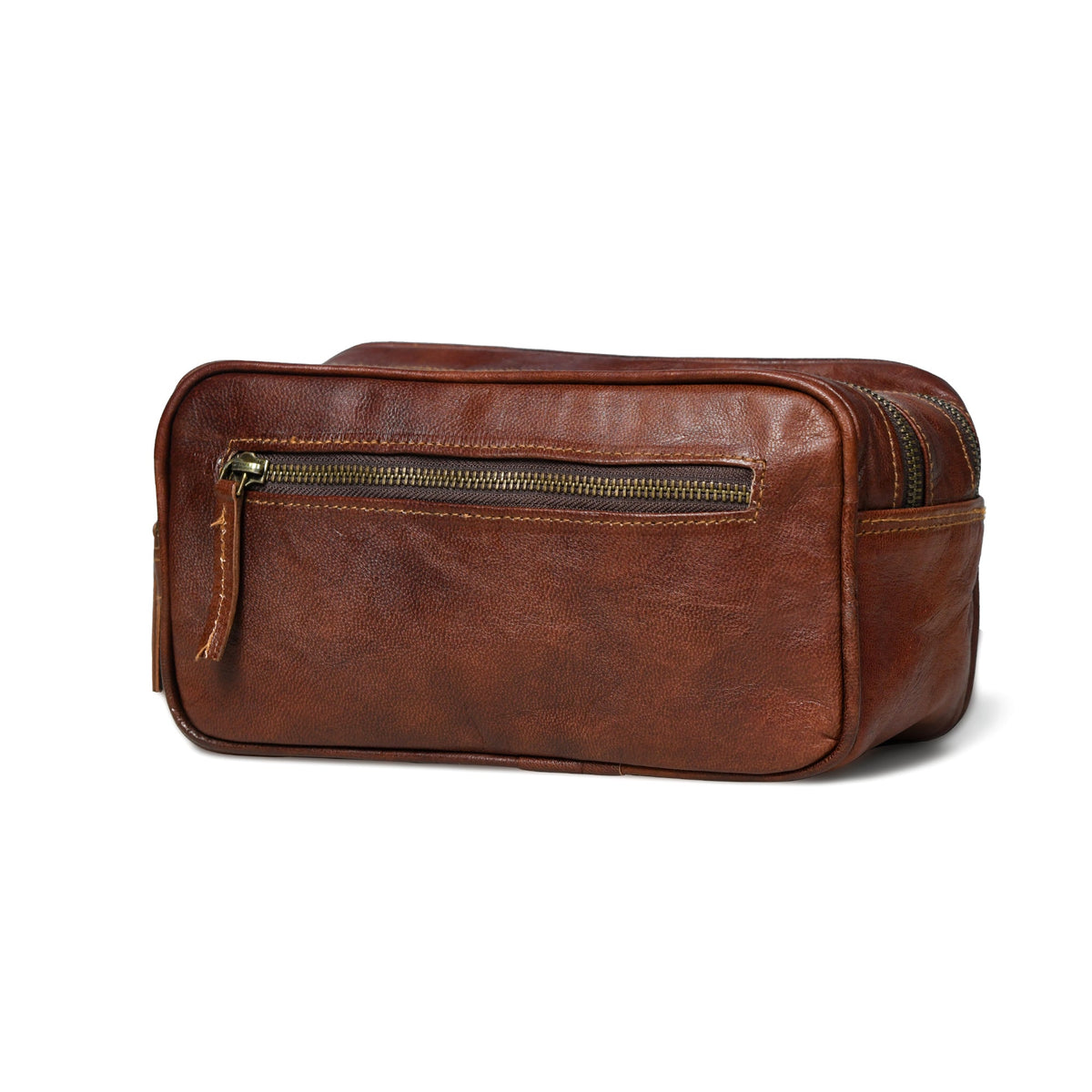Classy Leather Bags The Twin Section Toiletry- Brown - AVBL MRKT (1)