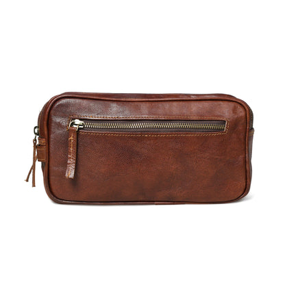 Classy Leather Bags The Twin Section Toiletry- Brown - AVBL MRKT (3)