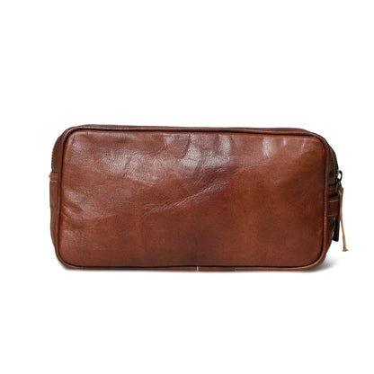 Classy Leather Bags The Twin Section Toiletry- Brown - AVBL MRKT (4)