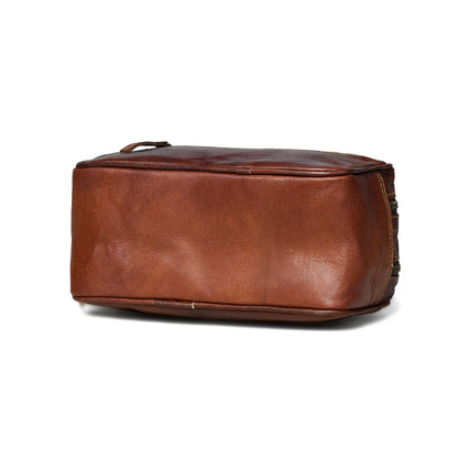 Classy Leather Bags The Twin Section Toiletry- Brown - AVBL MRKT (5)